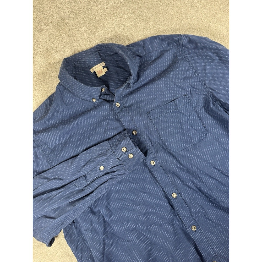 Carbon 2‎ Cobalt Shirt Men XL Blue Micro-Dot Midweight Long Sleeve Button Up